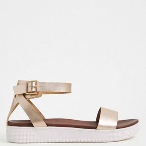 Torrid Gold Faux Leather Ankle Strap Flatform (WW)